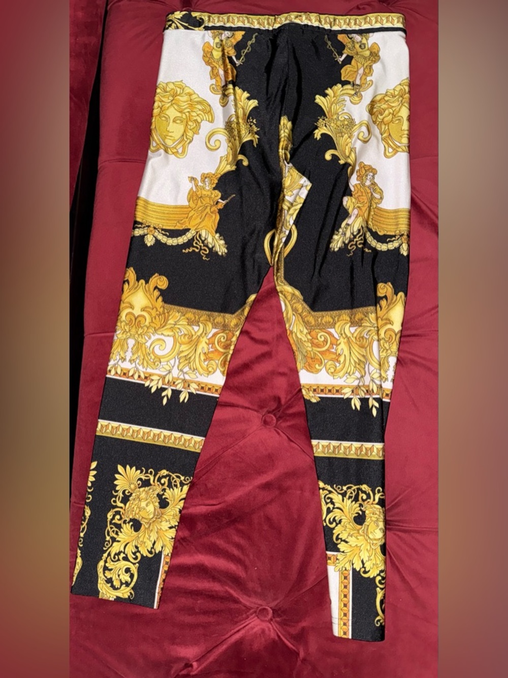 Versace Black and Gold Baroque Print Leggings